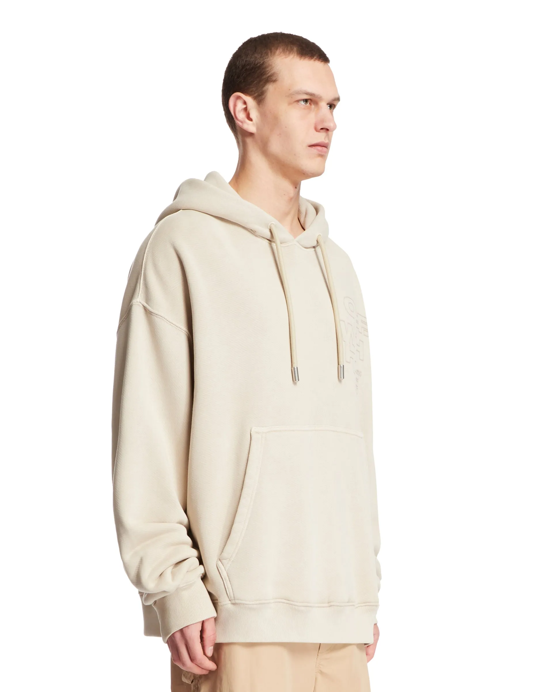 Beige Cotton Logo Hoodie