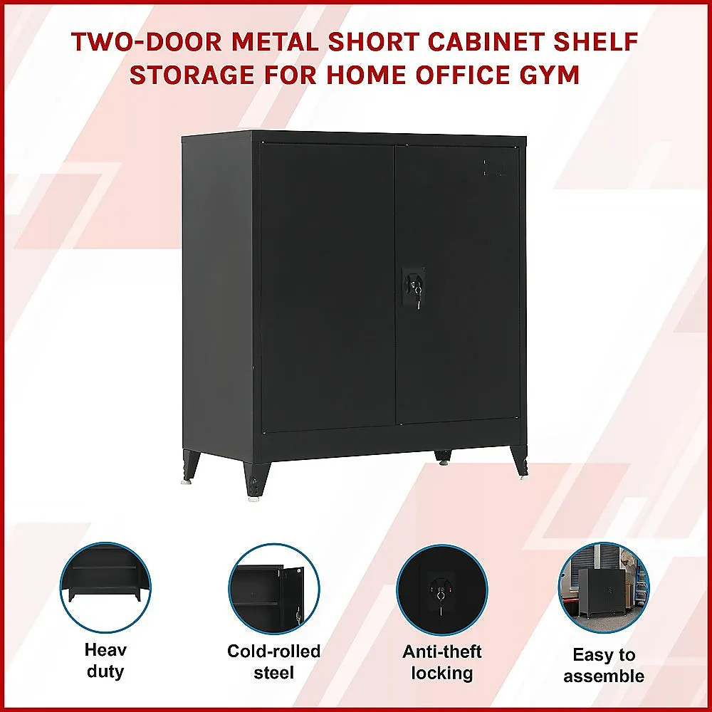 Black Two-Door Steel Storage Cabinet with Shelves, 50kg Capacity