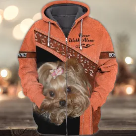 BONNIE Love Never Walk Alone Love Orange 3D Full Print Shirts, Shirt For Dog Lovers, Dog Memorial Gifts for loss of Dog
