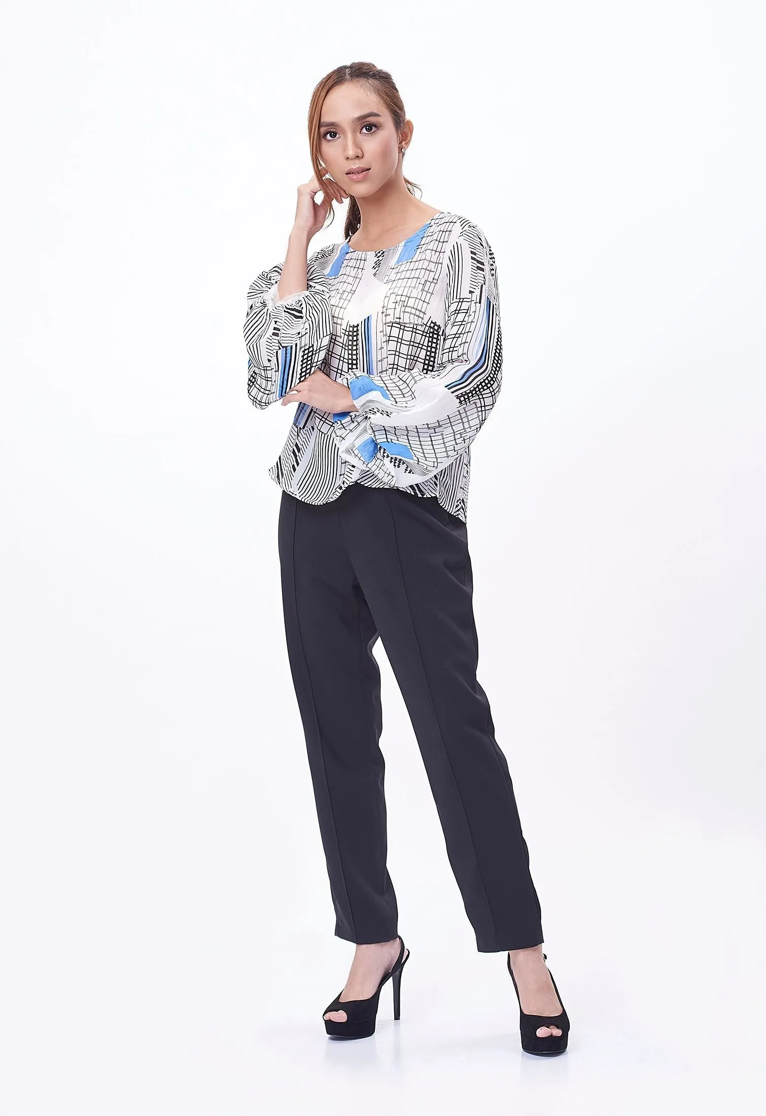 Chiffon Mixed Checkered Blouse