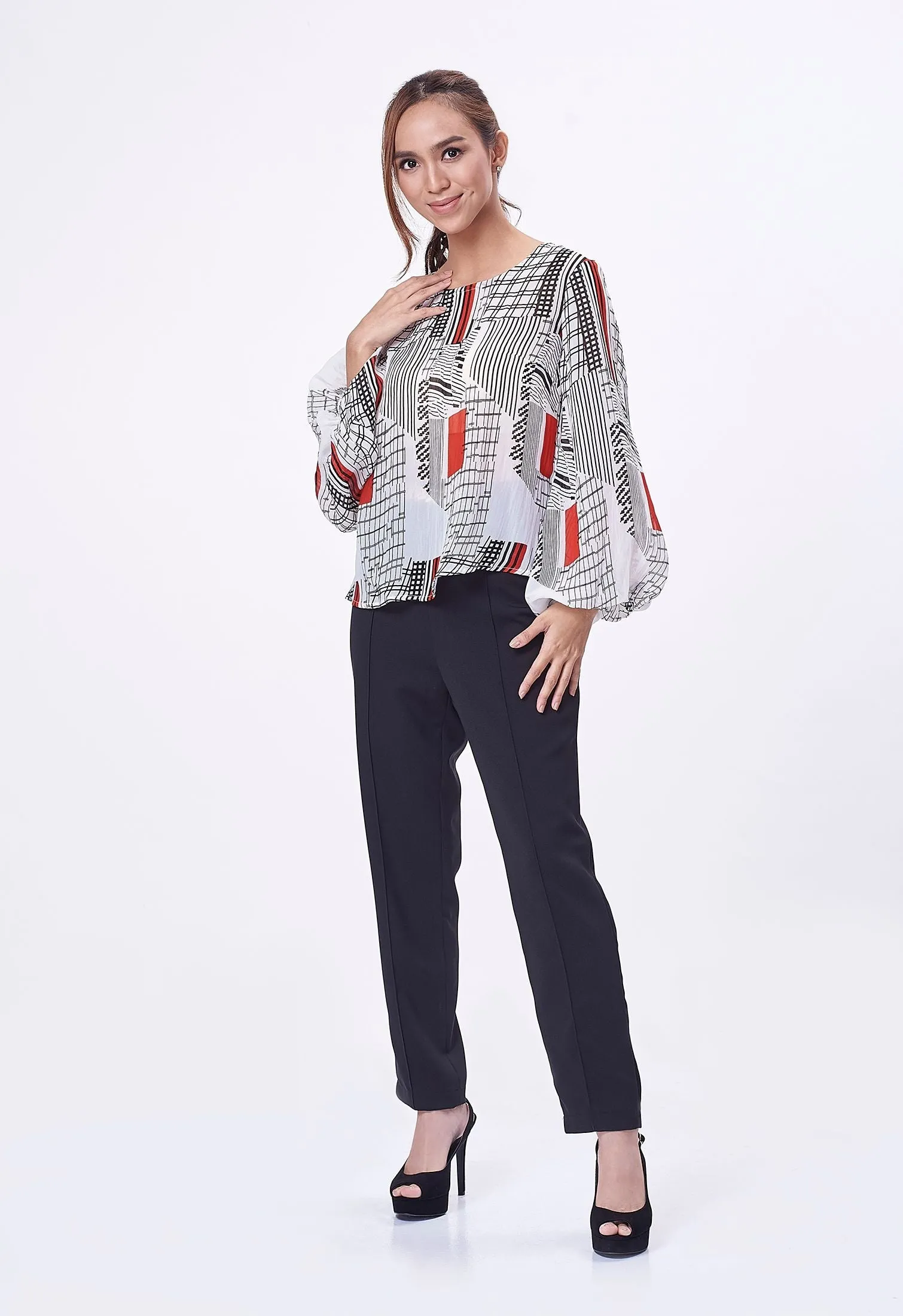 Chiffon Mixed Checkered Blouse