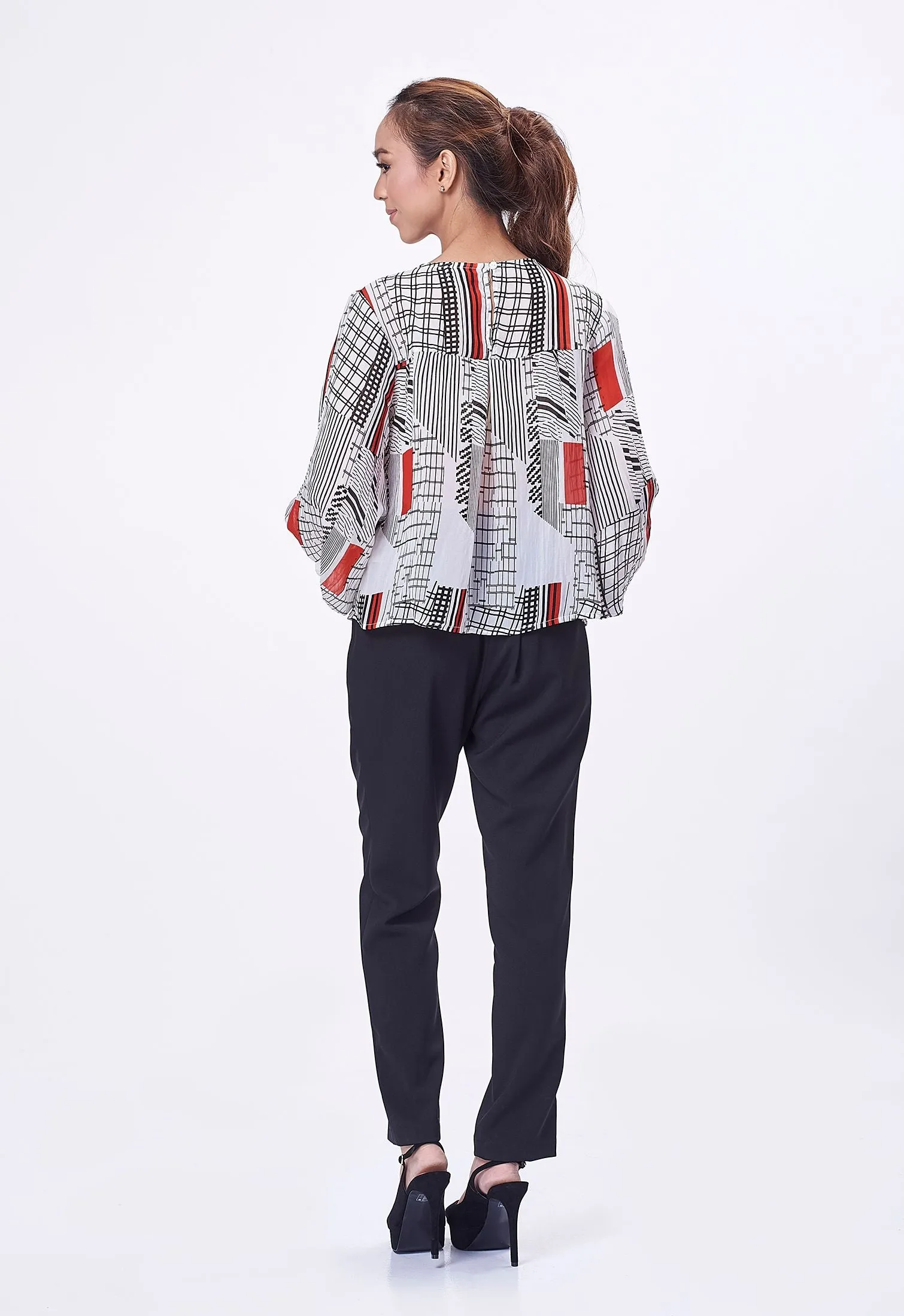 Chiffon Mixed Checkered Blouse