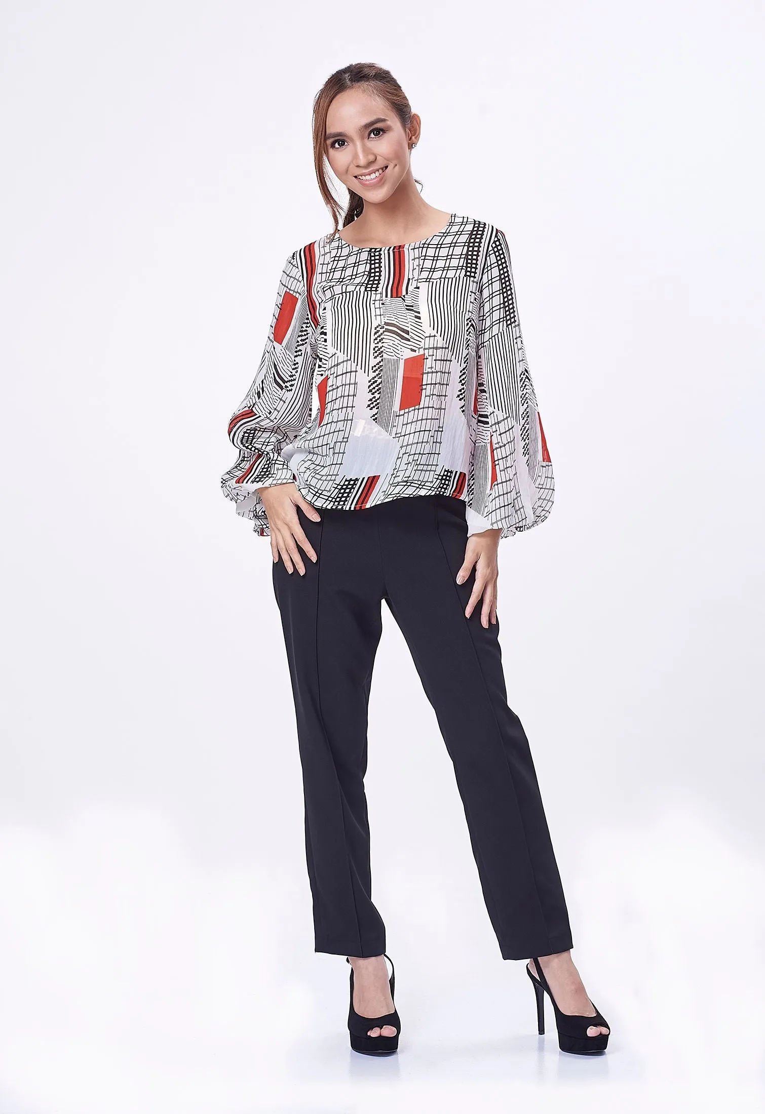 Chiffon Mixed Checkered Blouse