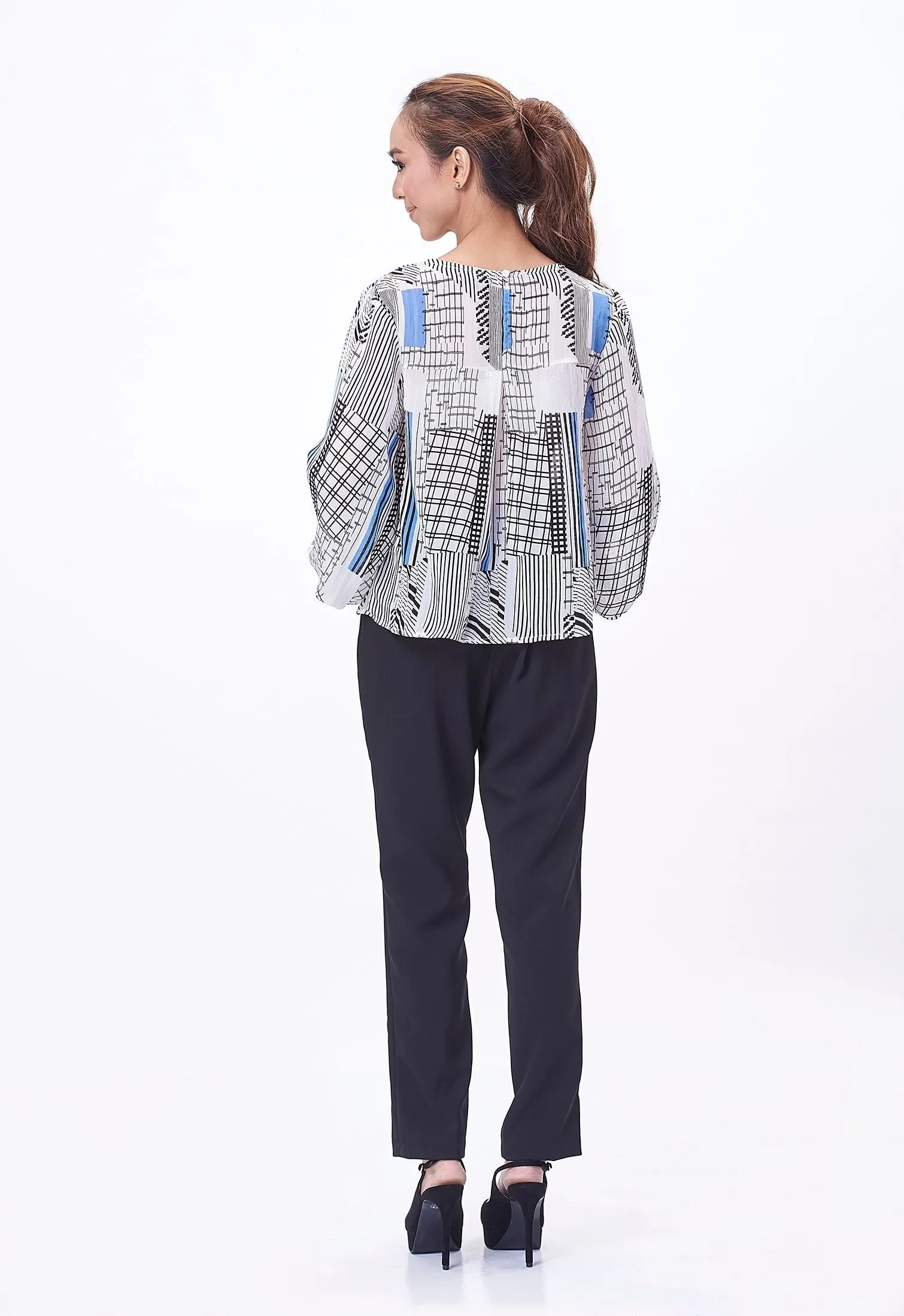 Chiffon Mixed Checkered Blouse