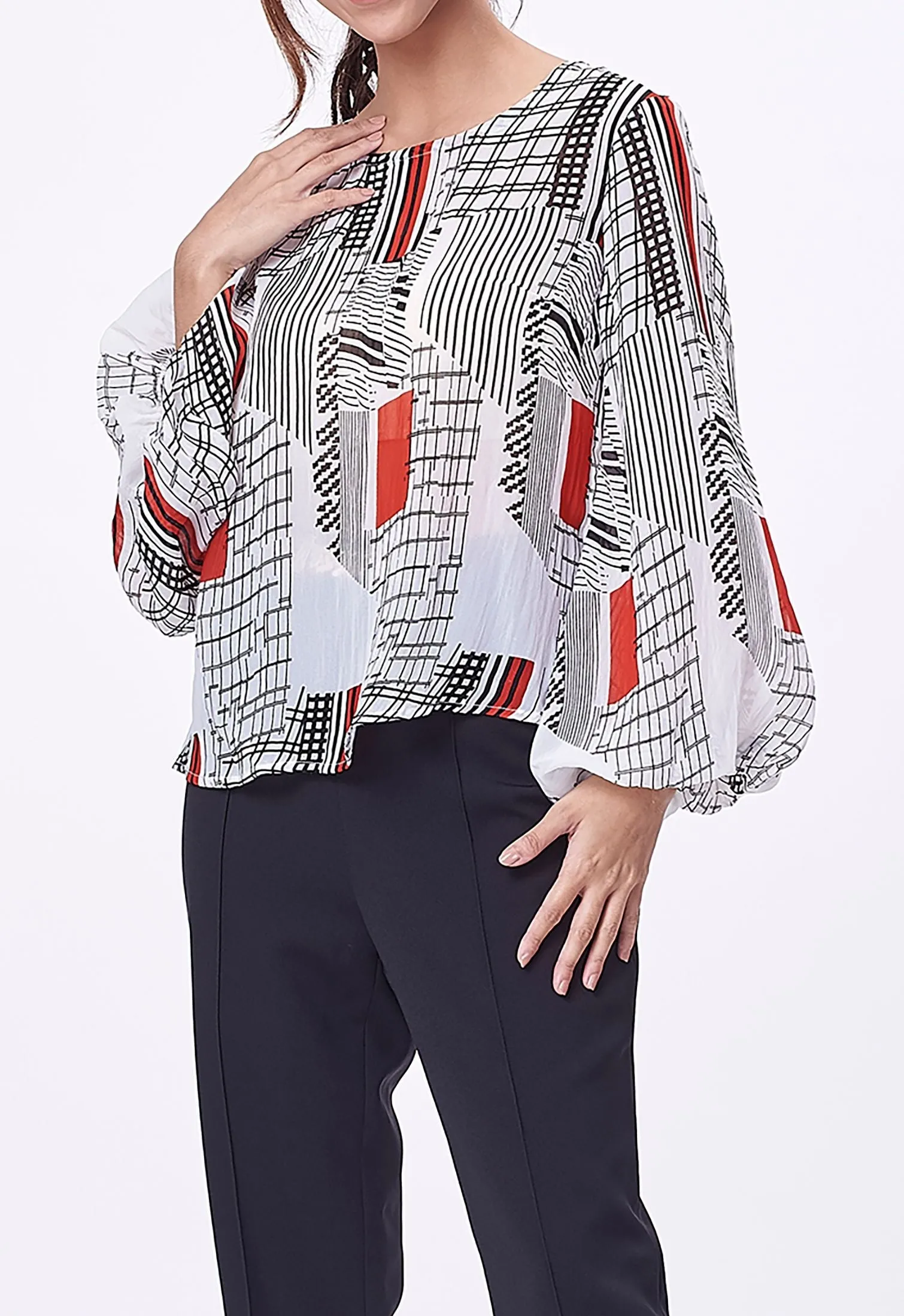 Chiffon Mixed Checkered Blouse