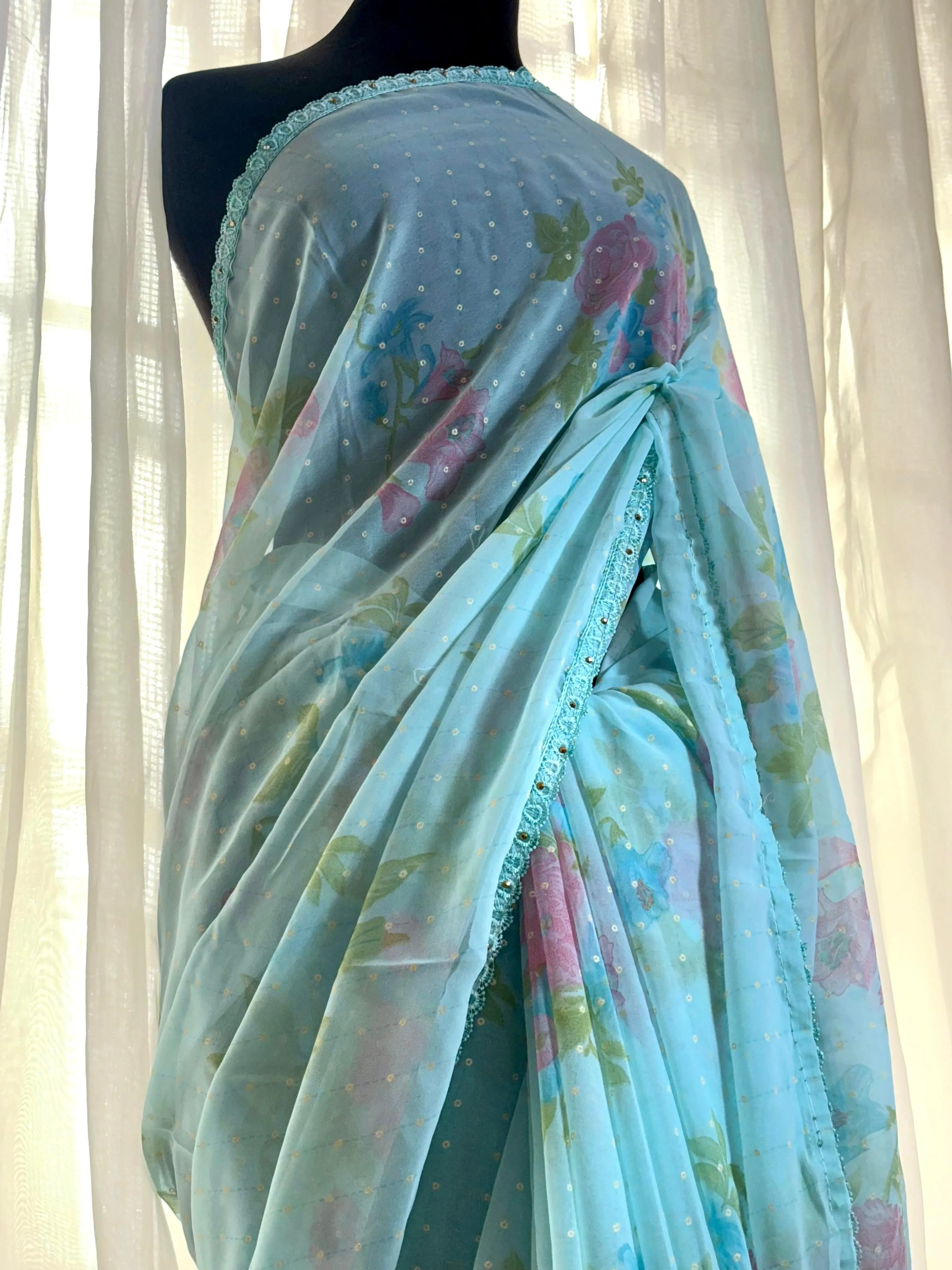 Digital Floral Chiffon: Tejal