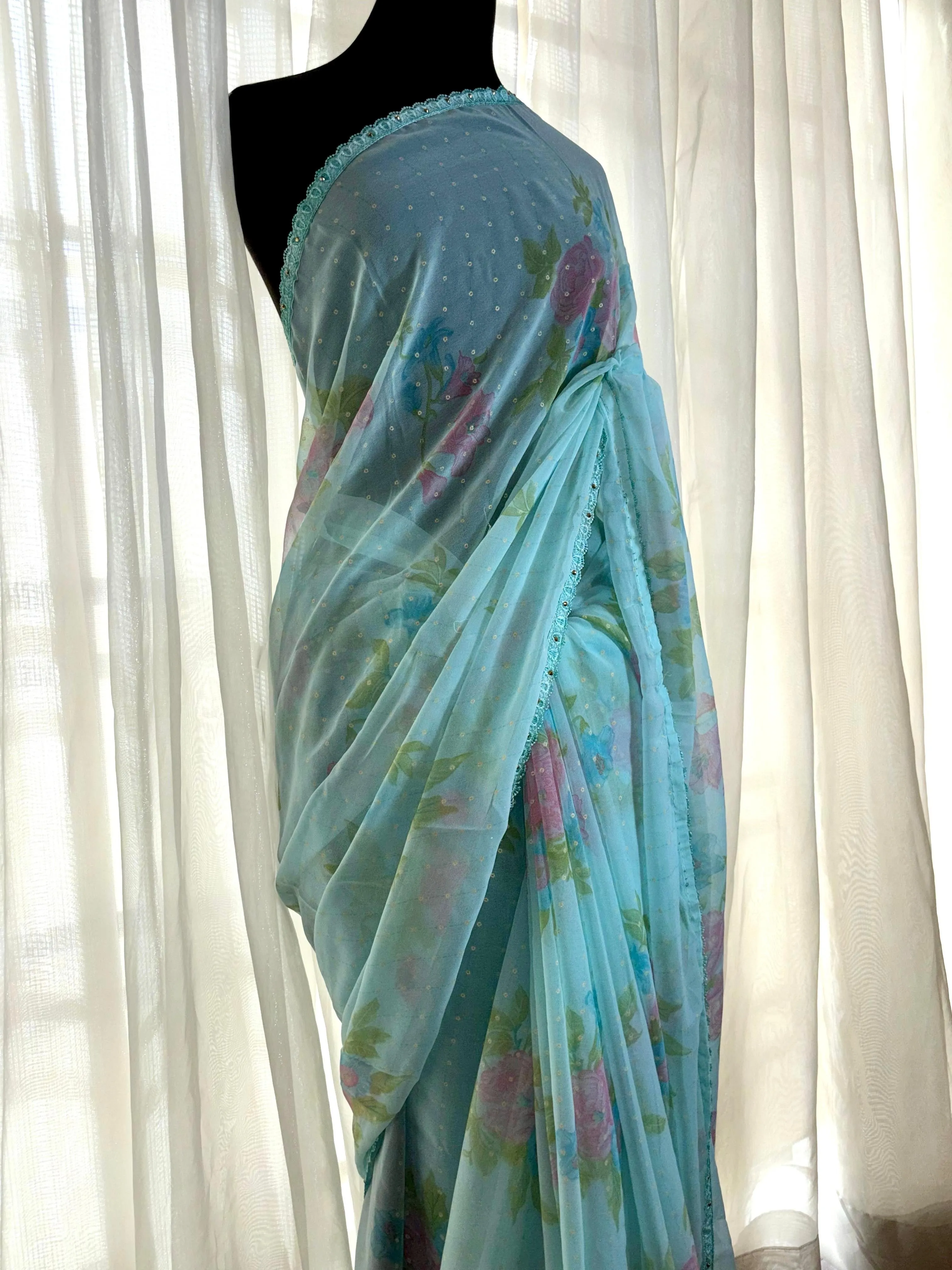 Digital Floral Chiffon: Tejal