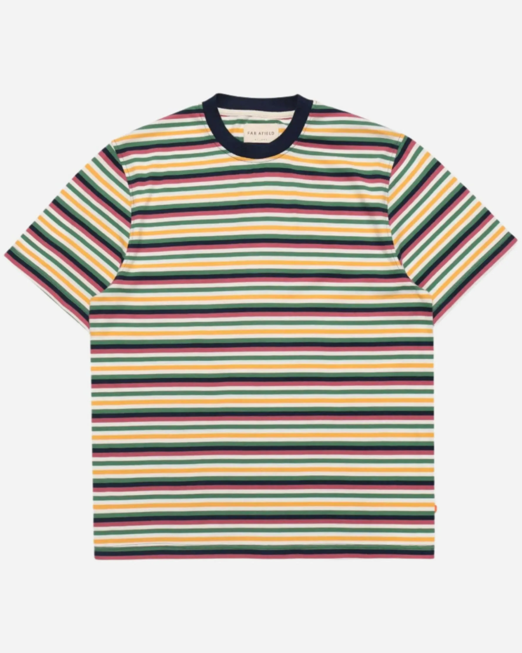 Far Afield Crew Neck T Shirt Blackpool Stripe