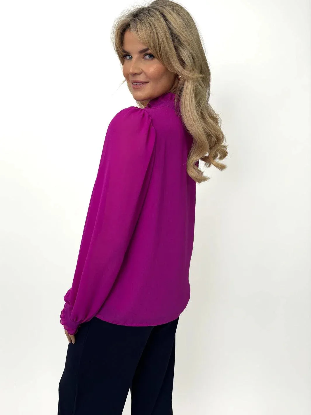 Kate And Pippa Pia Long sleeve blouse with neck tie. 3 colours Aw24