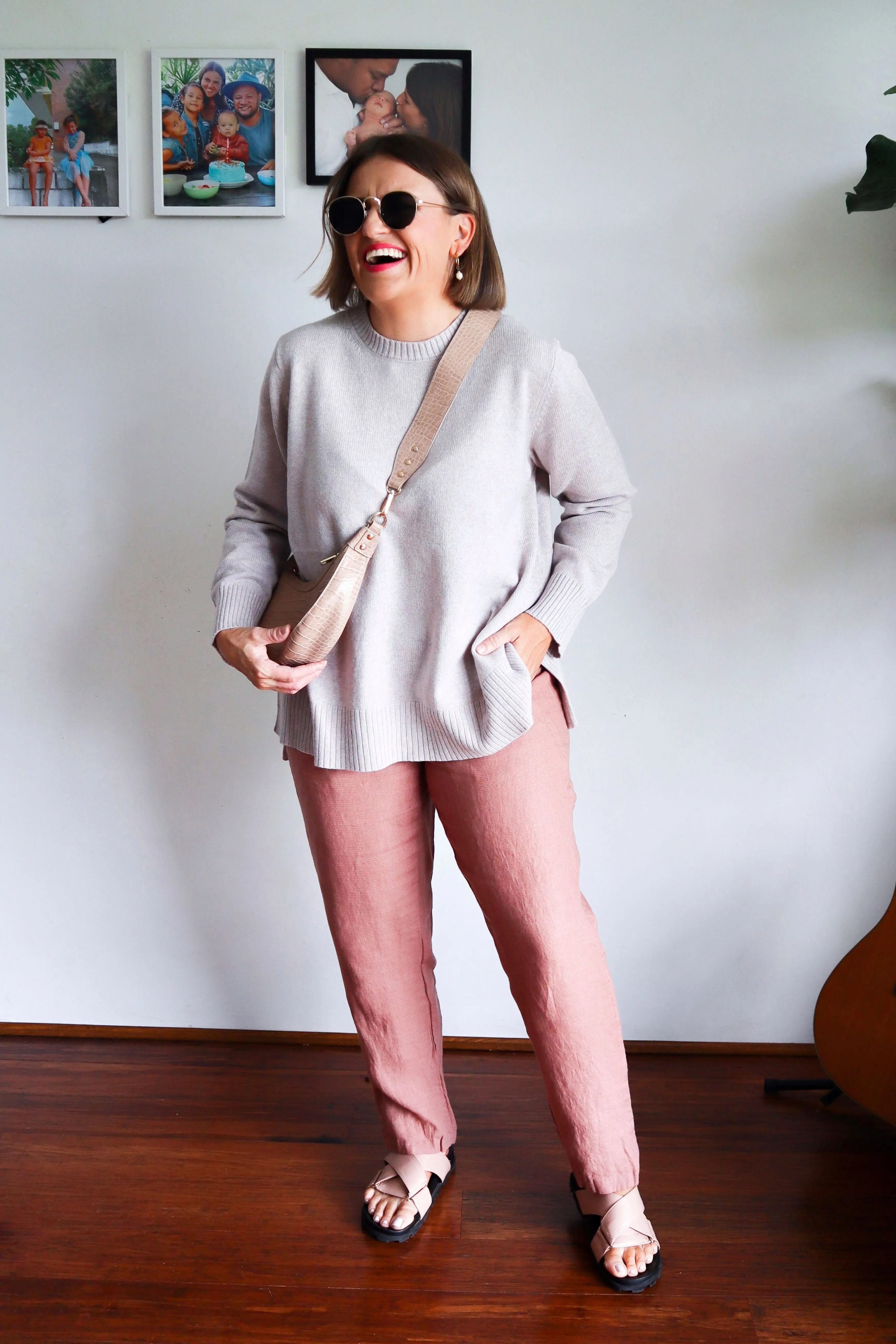 Linen Flat Front Tapered Pant Brick
