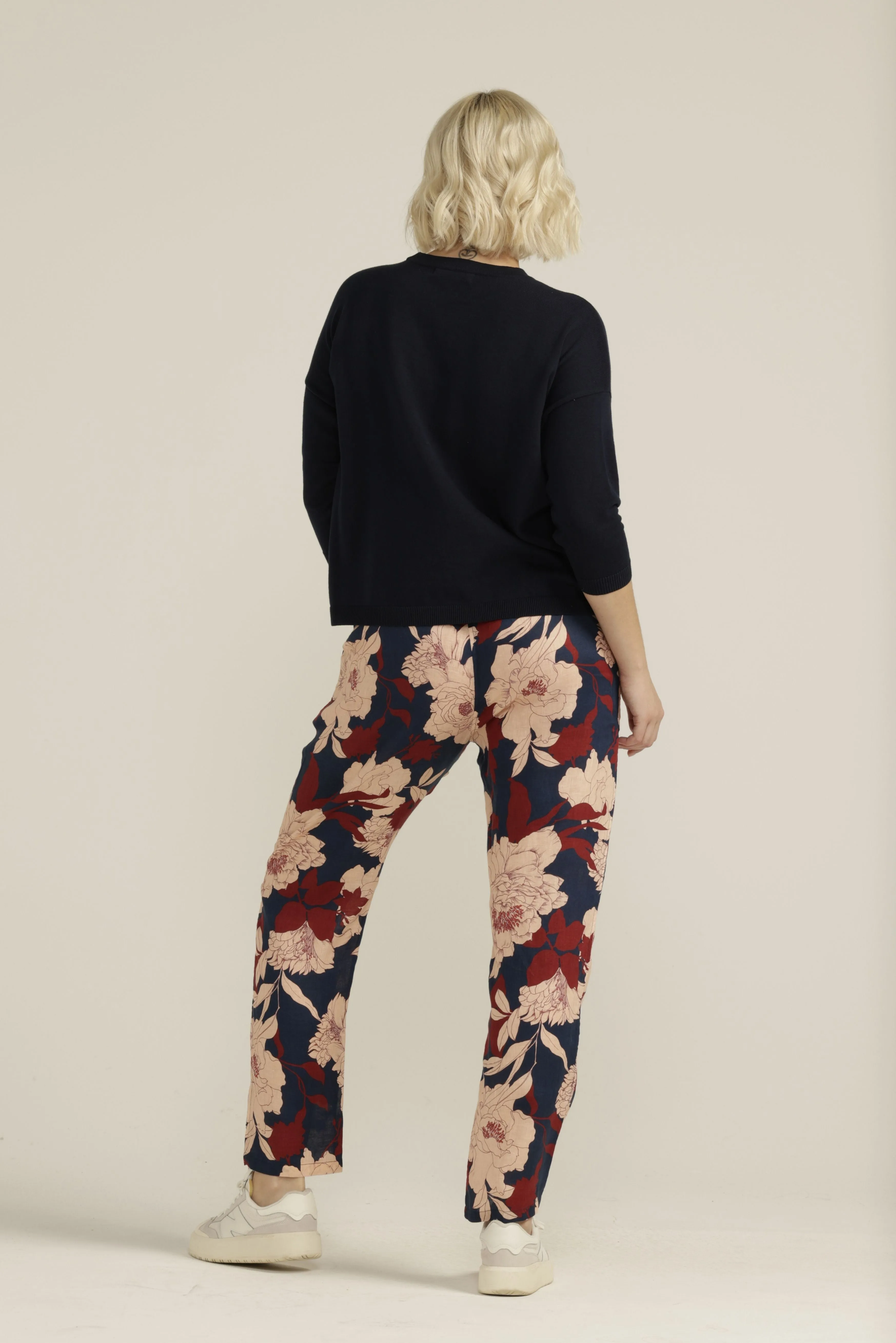 Linen Floral Straight Leg Pant Camillia