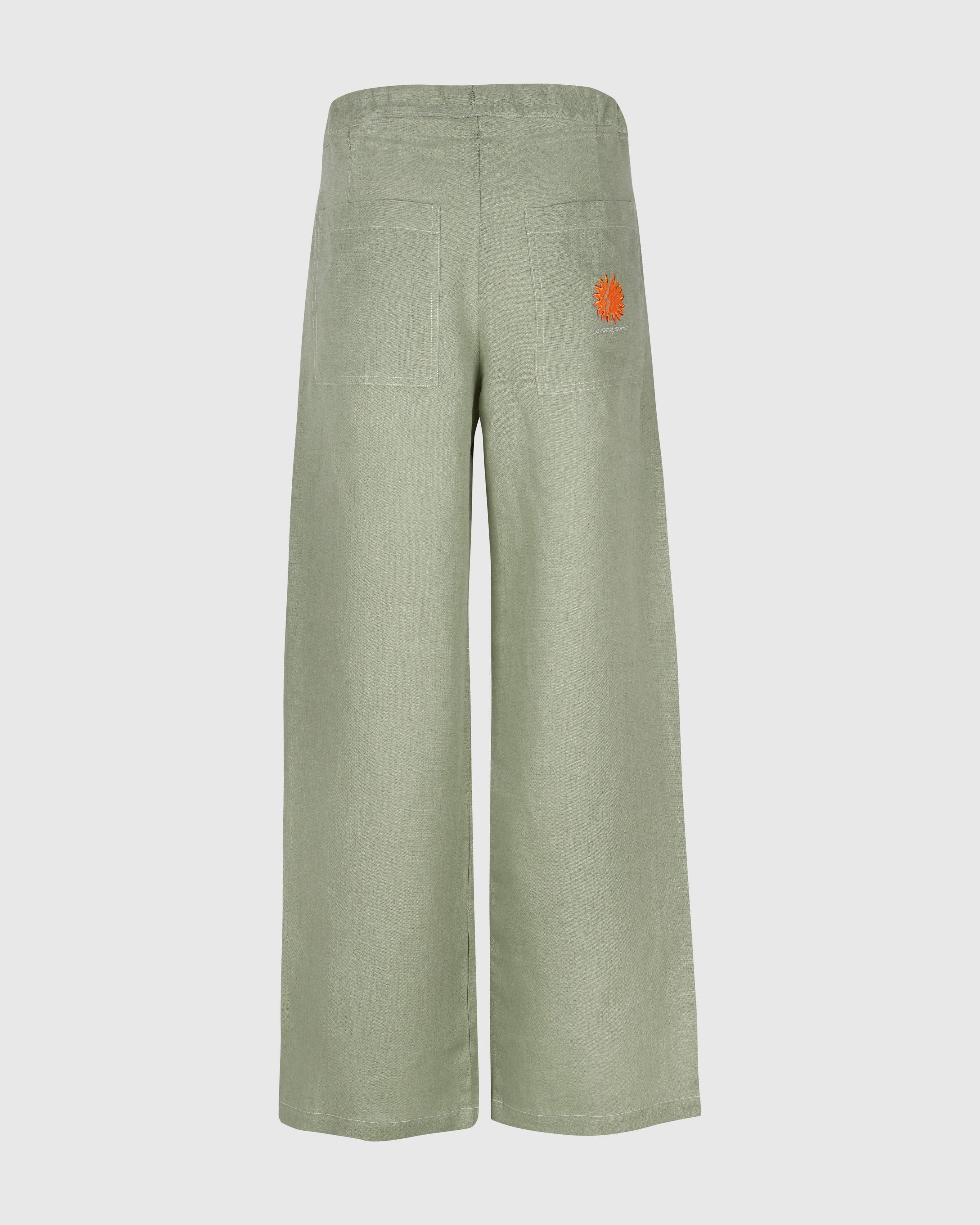 LINEN TROUSERS IN FOREST GREEN