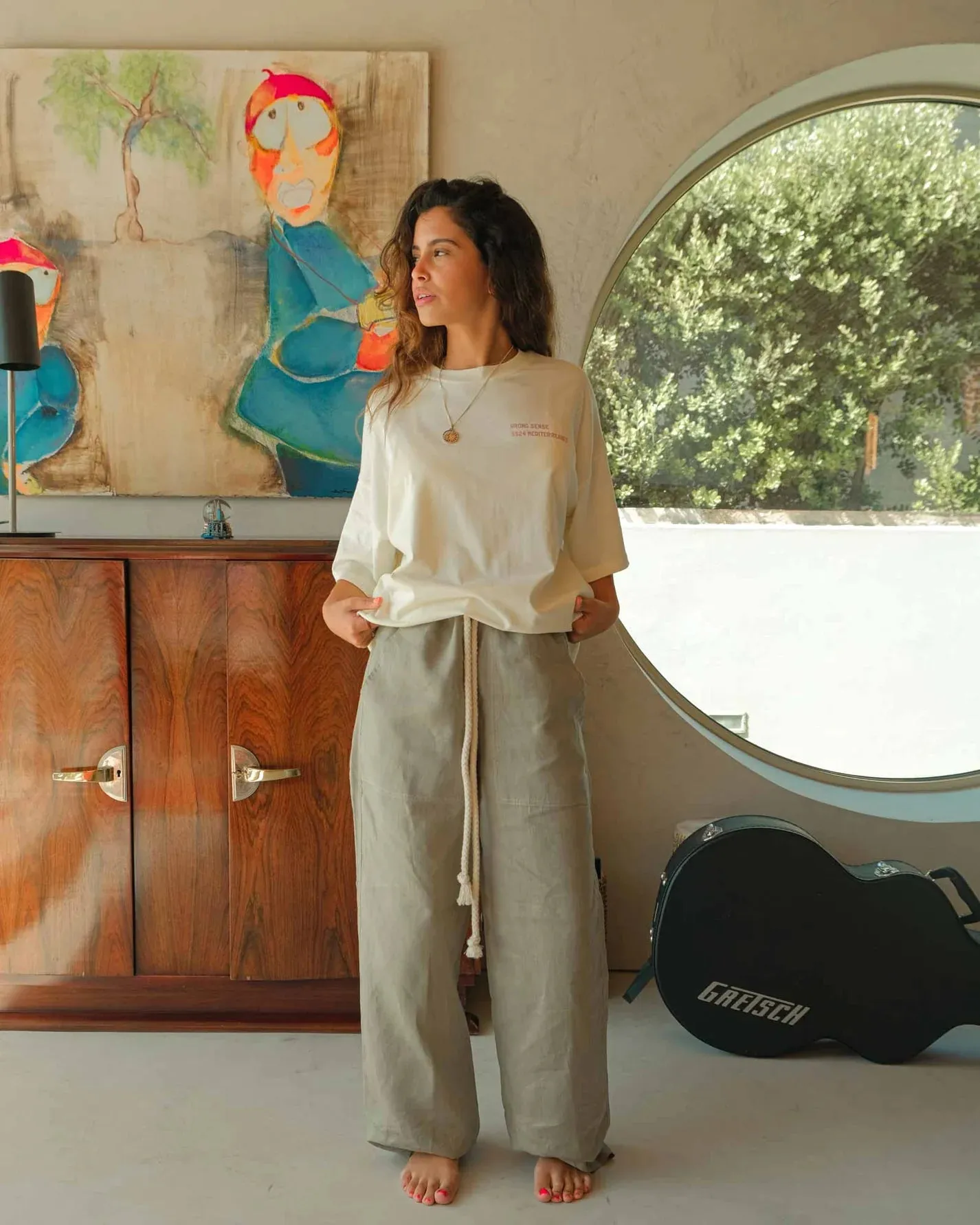 LINEN TROUSERS IN FOREST GREEN