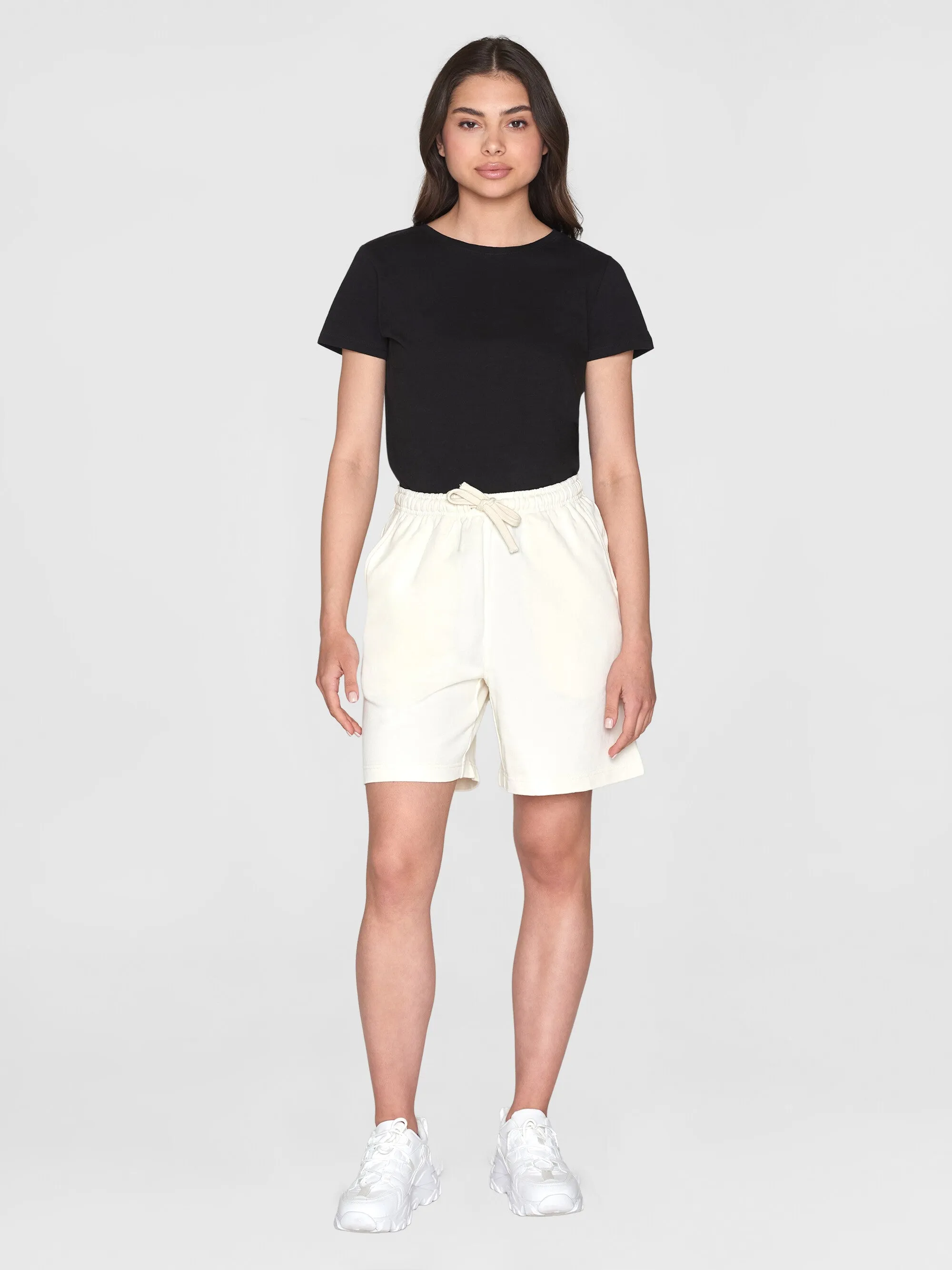 Loose fit high-waisted sweat shorts - GOTS/Vegan - Egret