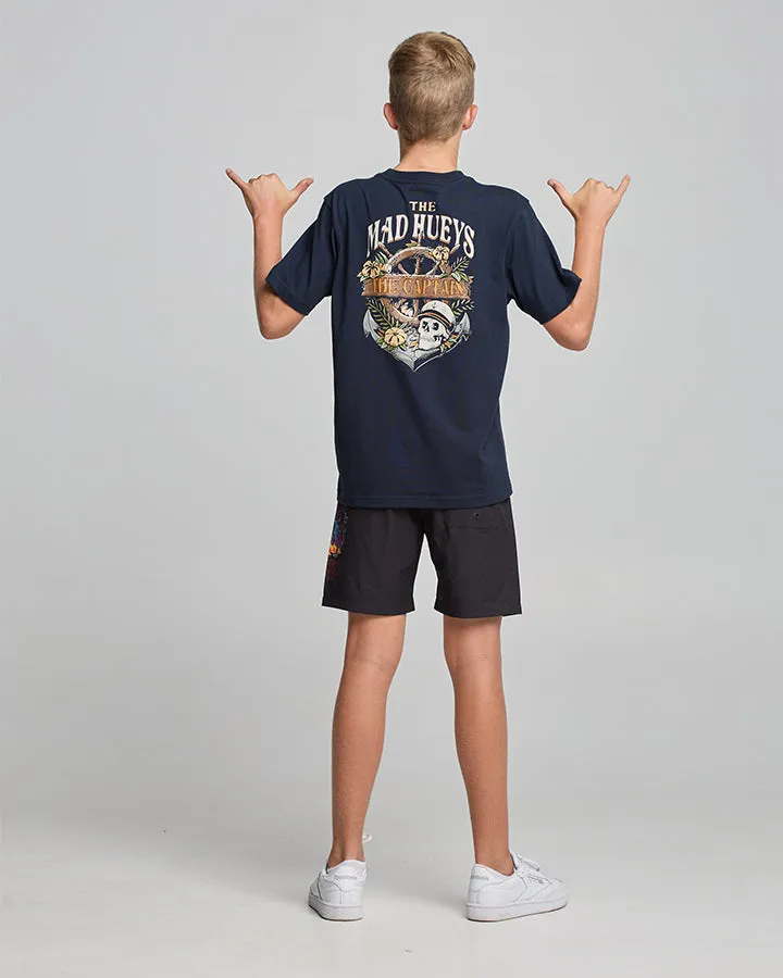 Mad Hueys Shipwrecked Captain Youth Tee - Navy