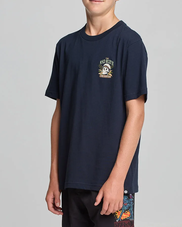 Mad Hueys Shipwrecked Captain Youth Tee - Navy