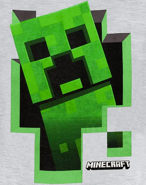 Minecraft Creeper Inside Boy's Grey T-Shirt