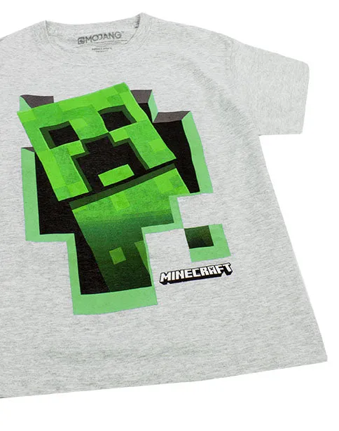 Minecraft Creeper Inside Boy's Grey T-Shirt