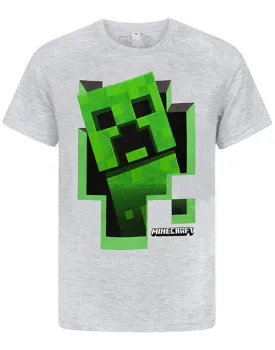 Minecraft Creeper Inside Boy's Grey T-Shirt