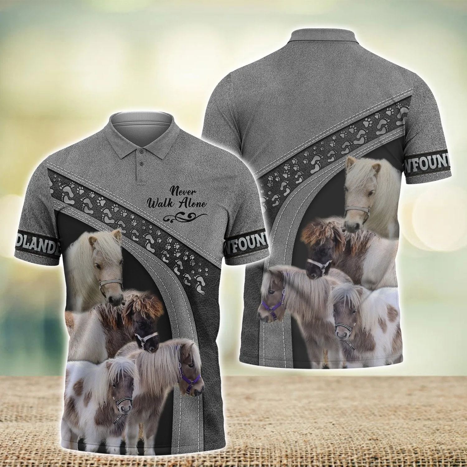 Minishetty Love Never Walk Alone Grey 3D Full Print Shirts, Shirt For Horse Lovers