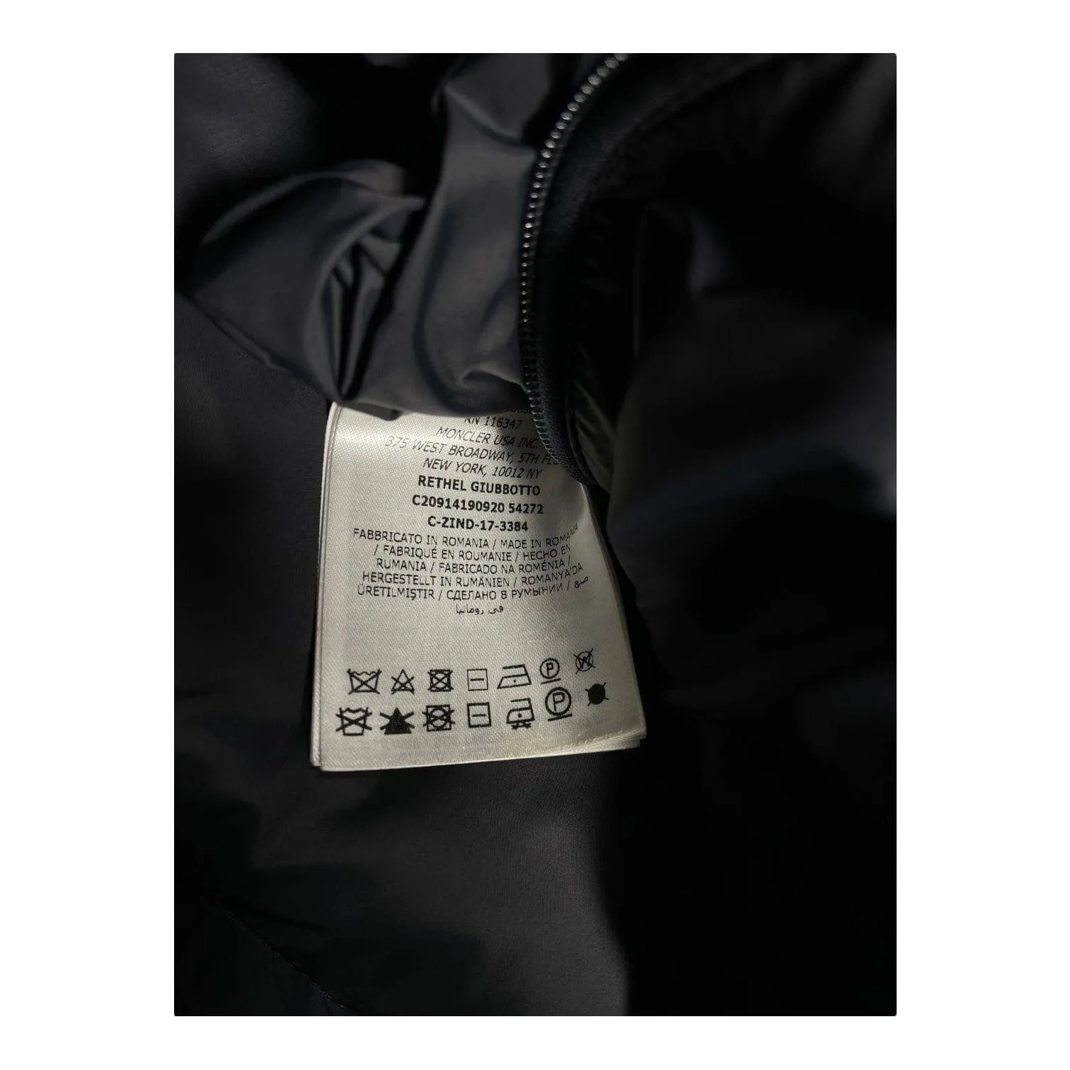 Moncler Rethel Fur Trim Down Jacket Navy Pre-Owned