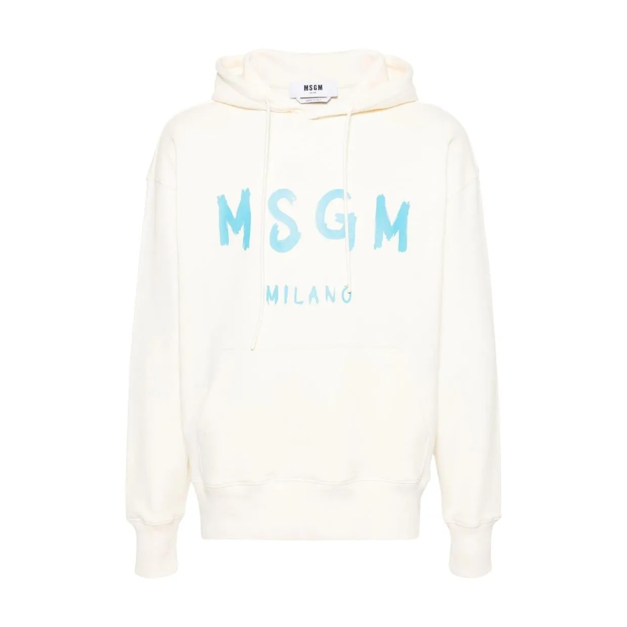 MSGM Contrasting Logo Off-White Hoodie