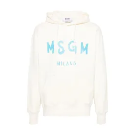 MSGM Contrasting Logo Off-White Hoodie