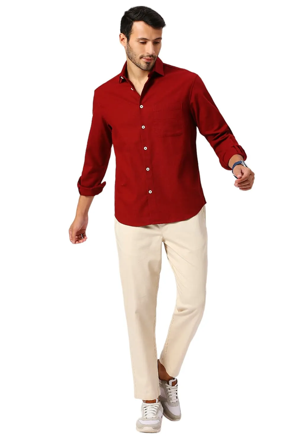 Relaxed Fit Cotton Hopsack Slub Dobby Shirt