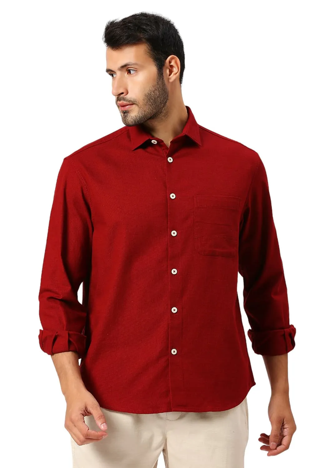 Relaxed Fit Cotton Hopsack Slub Dobby Shirt