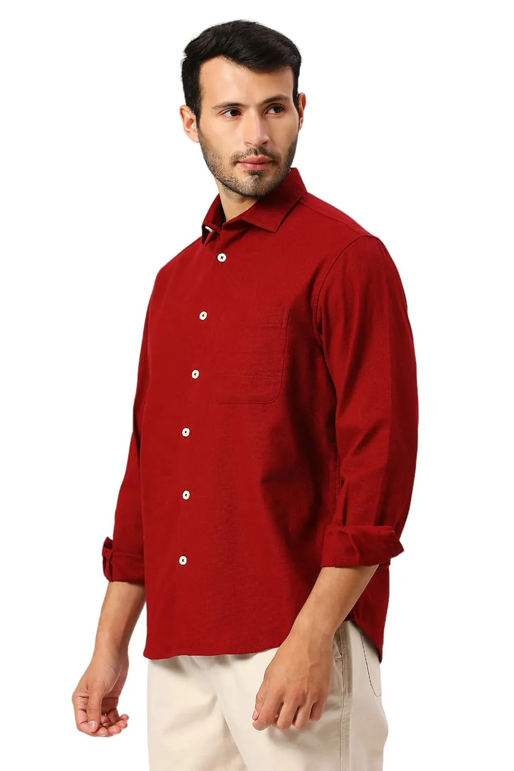 Relaxed Fit Cotton Hopsack Slub Dobby Shirt