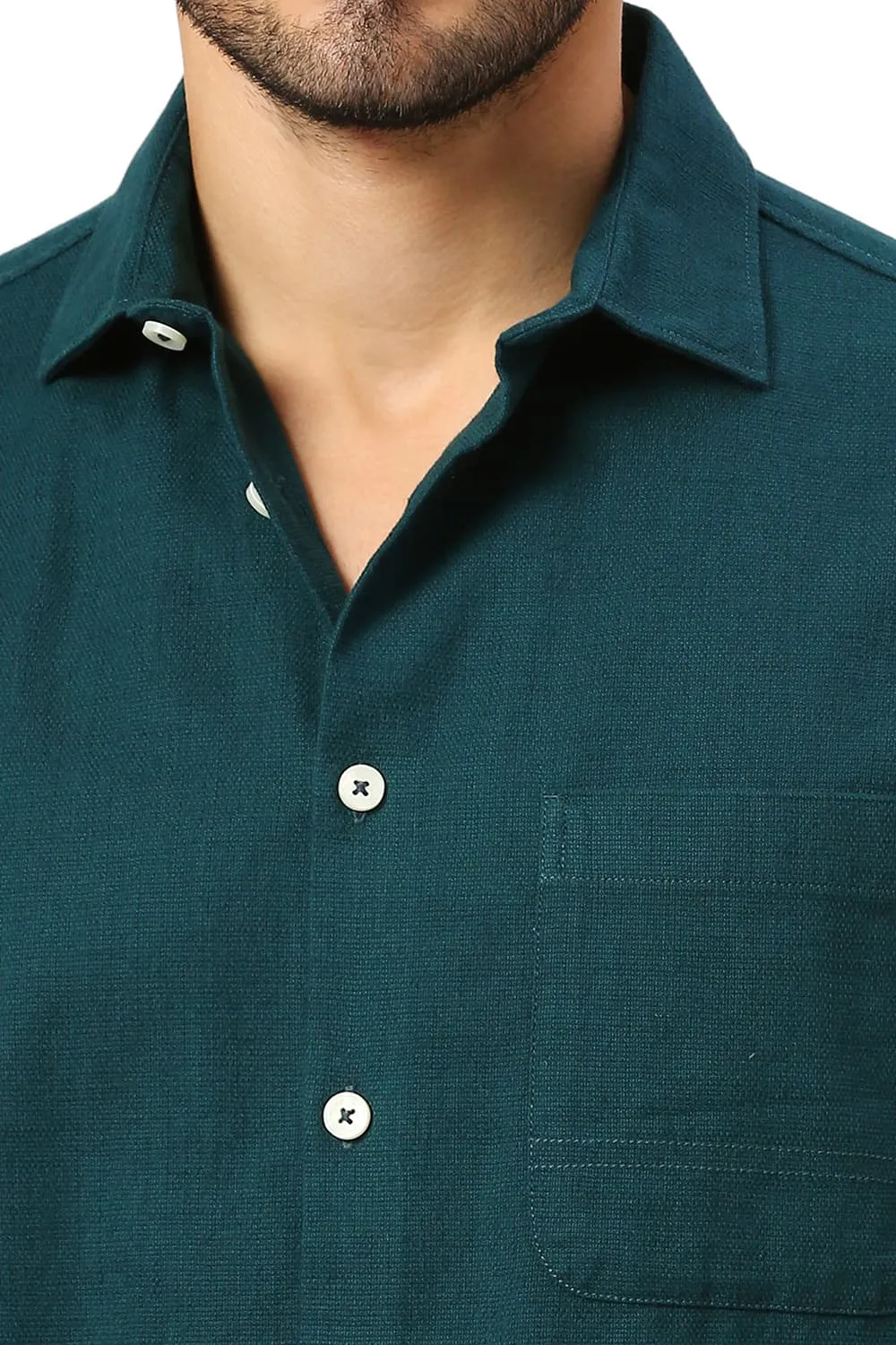Relaxed Fit Cotton Hopsack Slub Dobby Shirt