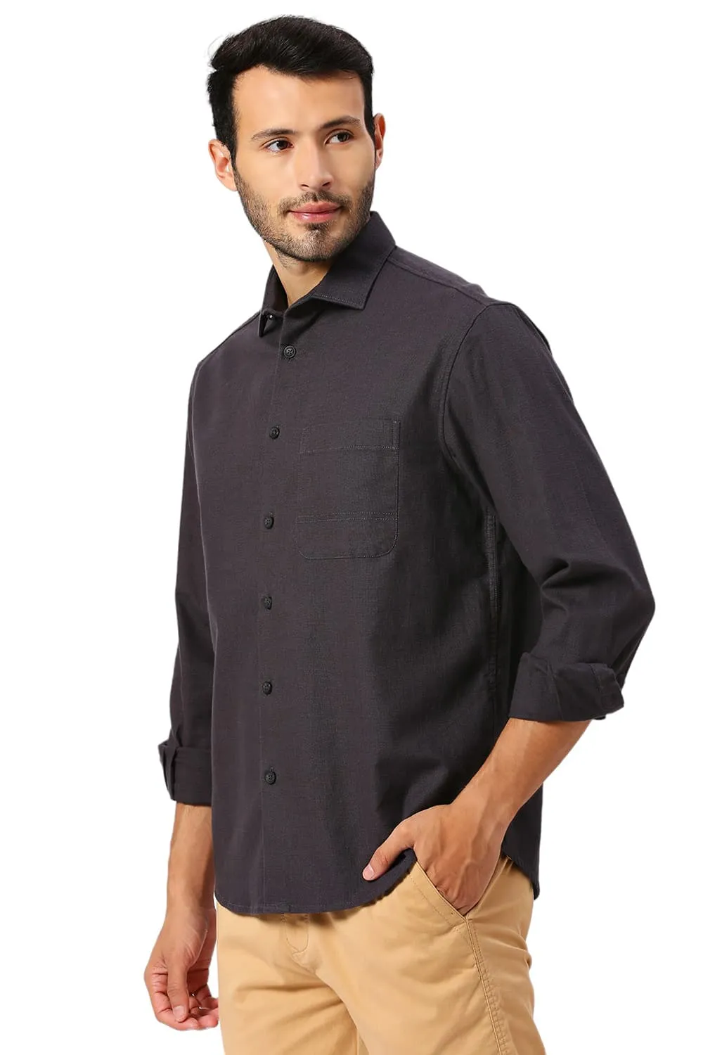 Relaxed Fit Cotton Hopsack Slub Dobby Shirt