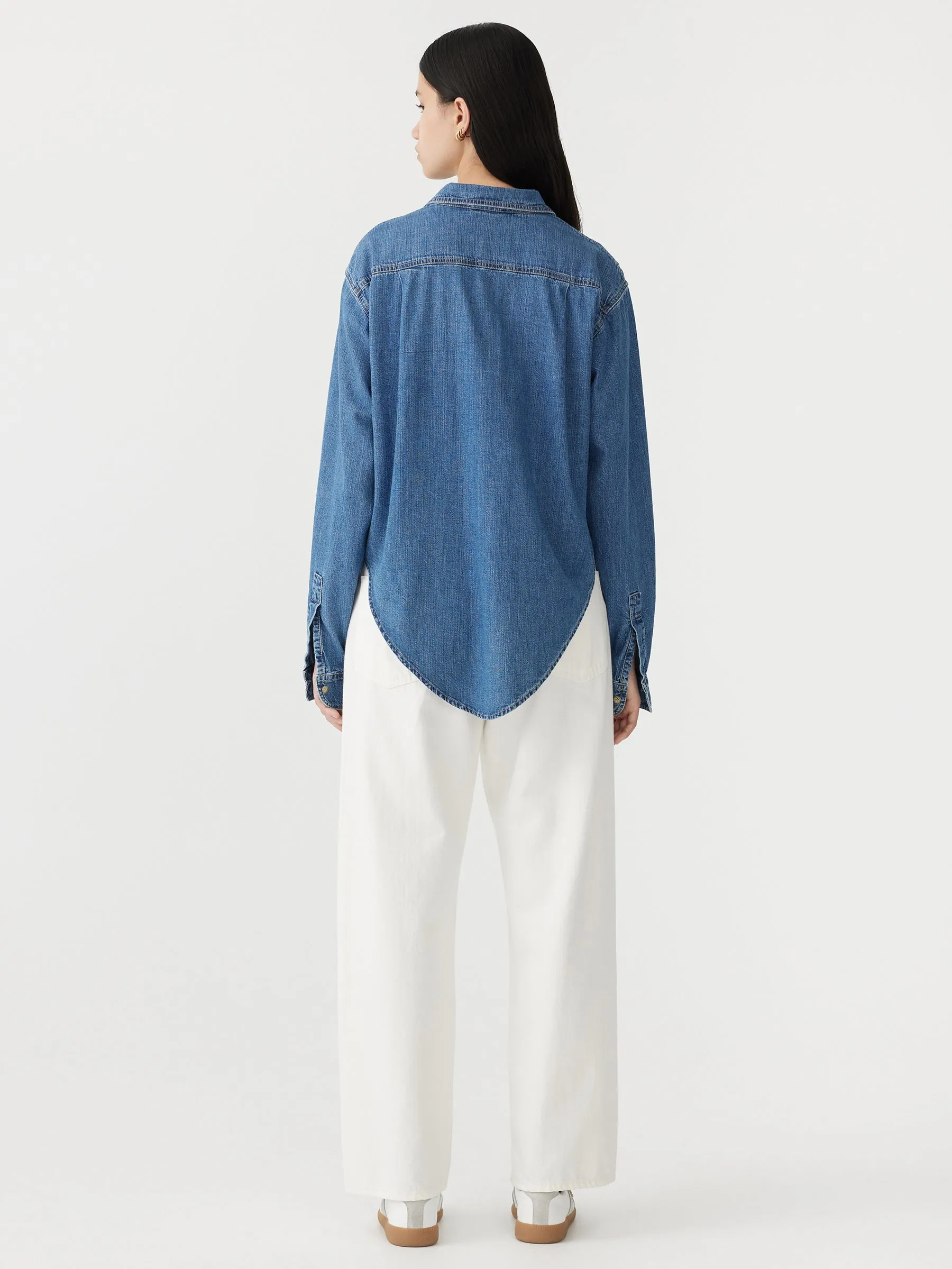 scoop hem denim shirt