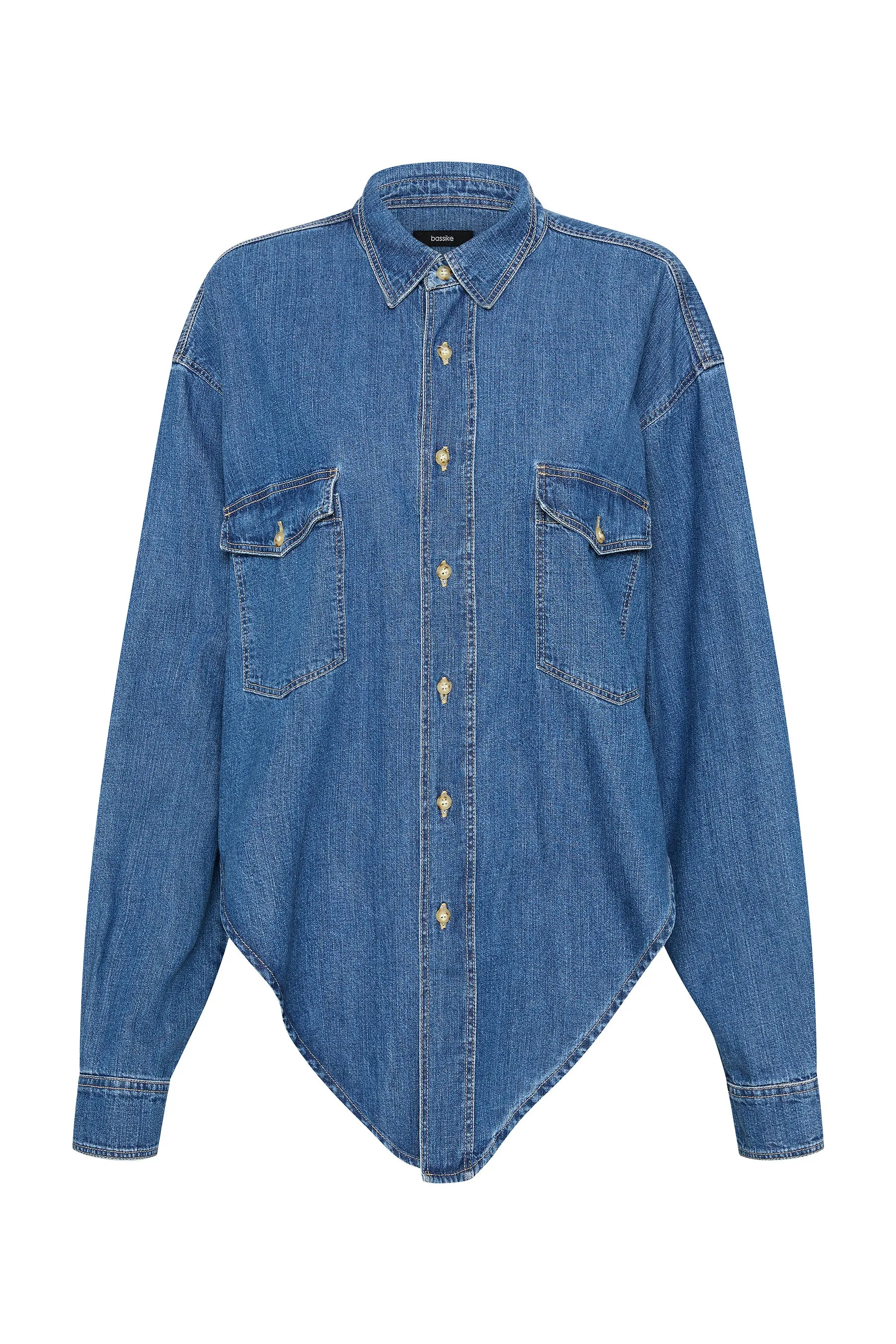 scoop hem denim shirt