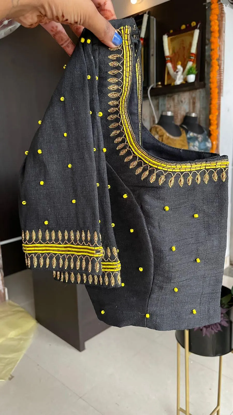 Soft dual coloured chiffon saree with hand worked blouse