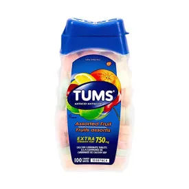 TUMS Antacid Chewable Tablets, Extra Strength, Assorted Fruit, 100 count